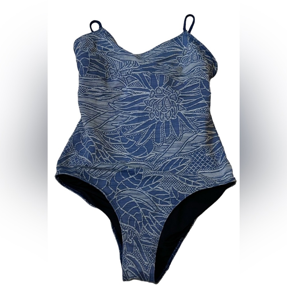 Seea Aiso Lotus Print Textured One Piece Swimsuit Size Large